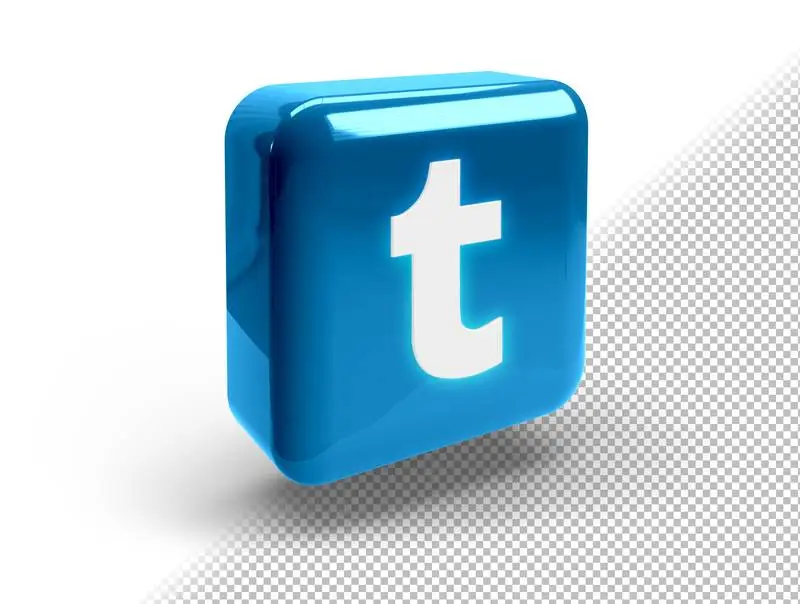 Glowing Realistic 3D Square Button with Tumblr Icon