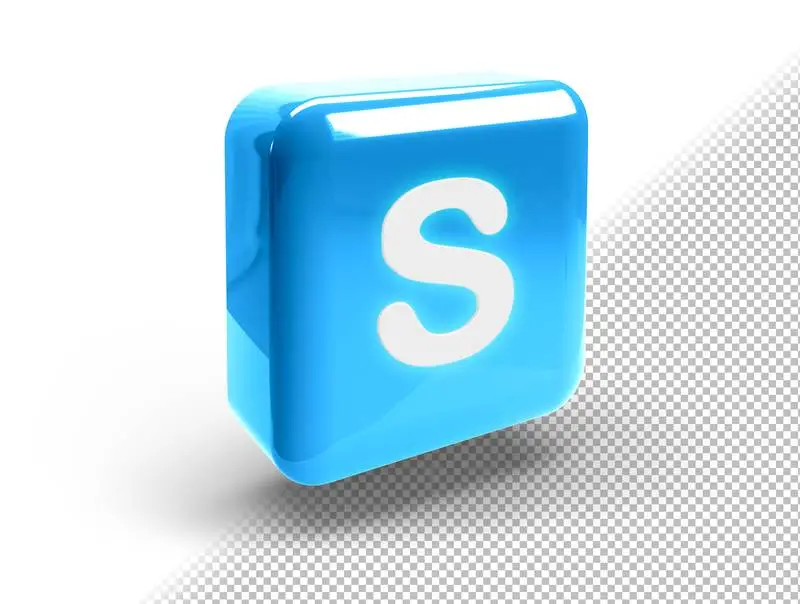 Glowing Realistic 3D Square Button with Skype Icon
