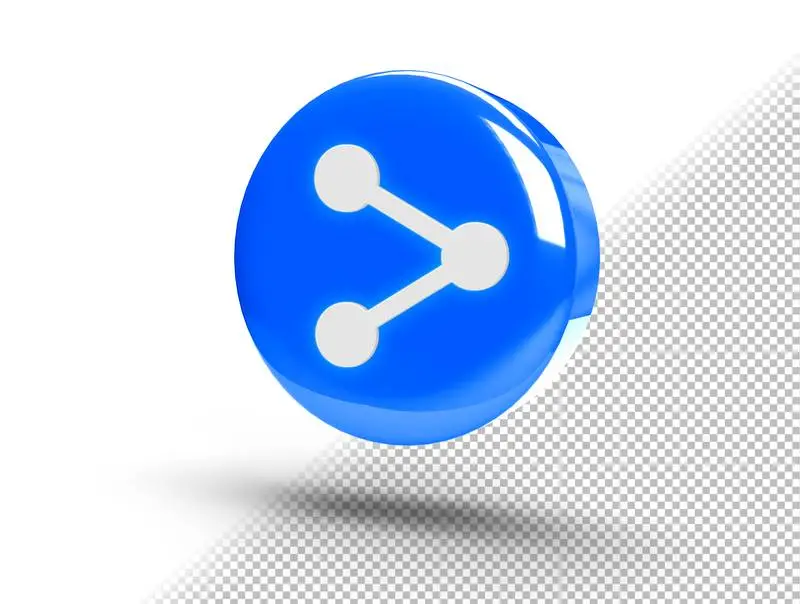 Realistic Shiny 3D Round Button with Share Icon
