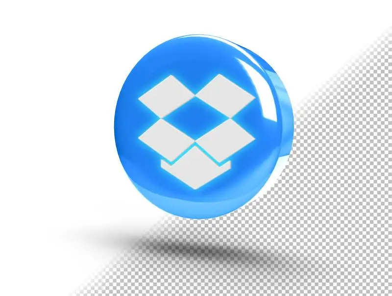 Realistic Shiny 3D Round Button with Dropbox Icon