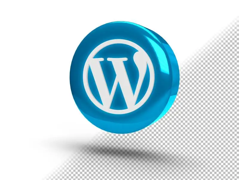 Realistic Shiny 3D Round Button with WordPress Icon