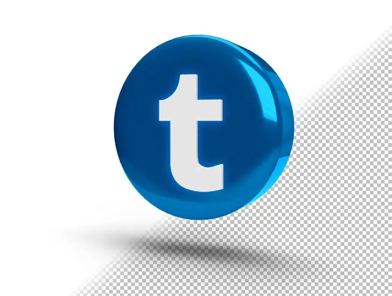 Realistic Shiny 3D Round Button with Tumblr Icon
