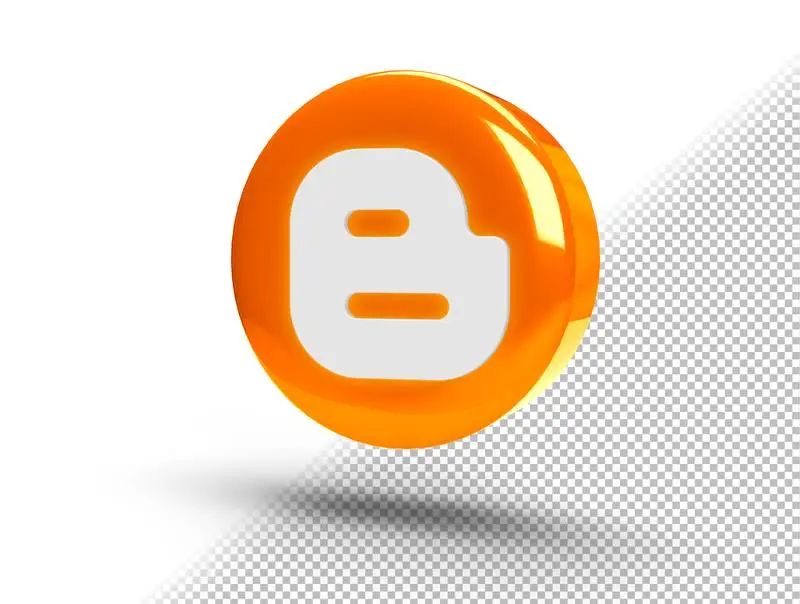 Realistic Shiny 3D Round Button with Blogger Icon