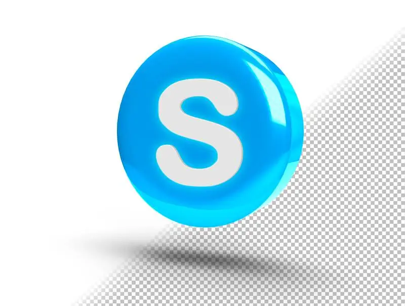 Realistic Shiny 3D Round Button with Skype Icon