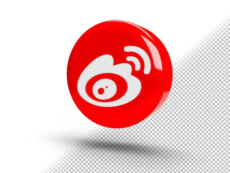 Realistic Shiny 3D Round Button with Weibo Icon
