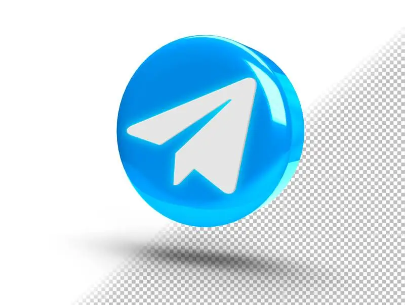 Realistic Shiny 3D Round Button with Telegram Icon