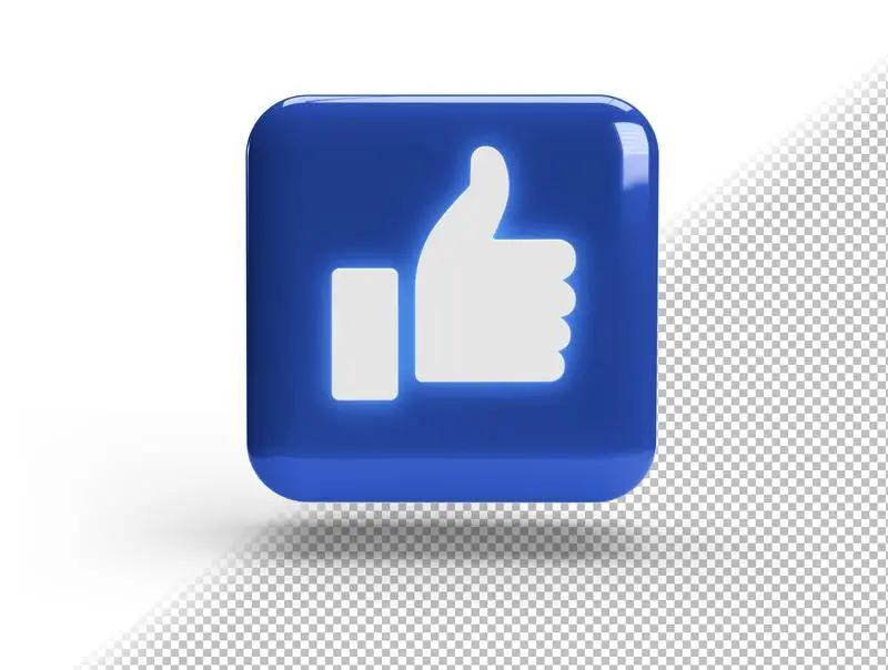 Realistic 3D Square with Like Icon