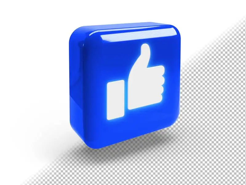 Glowing Realistic 3D Square Button with Like Icon