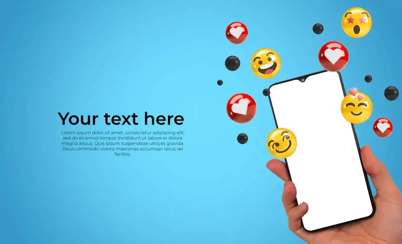 Banner for Romantic Conversation with 3D Icons on a Smartphone with Hand