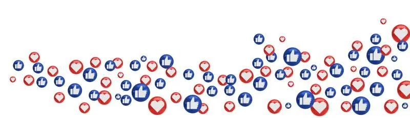 Banner with Like Bubble and Heart Icons on a White Background