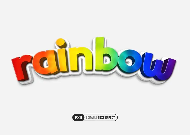 Editable 3D Rainbow Text Effect