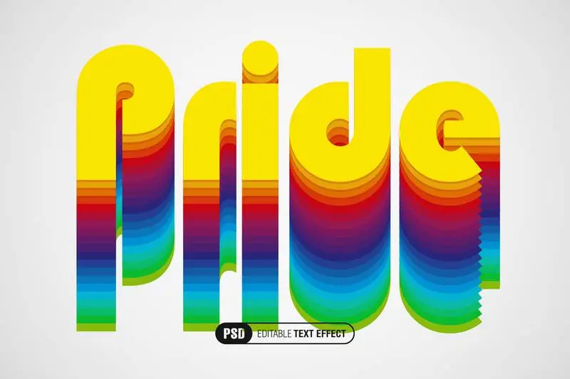 Editable Rainbow-Coloured Layered Text Effect