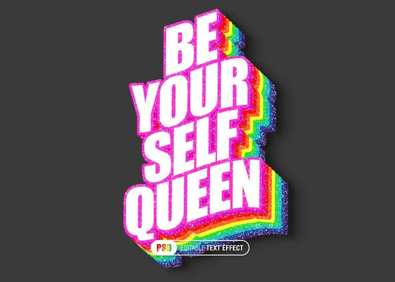 Editable Rainbow and Glitter Layered Text Effect
