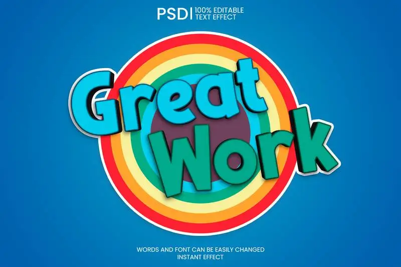 Editable Text Effect of 3D Rainbow Text
