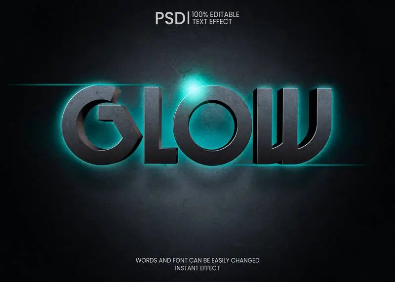 Editable 3D Text Effect with Blue Lights