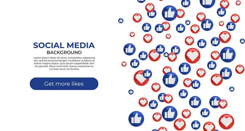 Social Media Banner with 3D Icons in a Row on a White Background