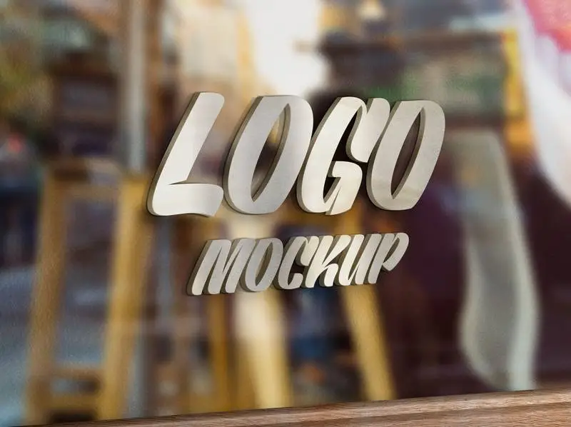 Mockup of a 3D Logo on a Store Window