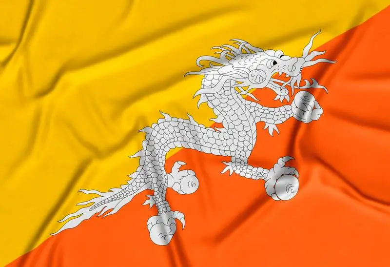 Realistic Bhutan Flag Background
