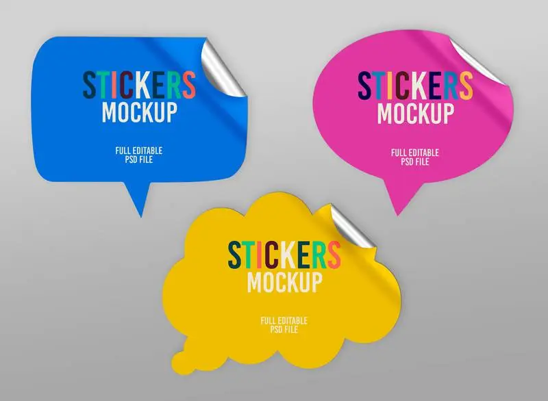Pack of Comic Bubbles or Stickers Mockup