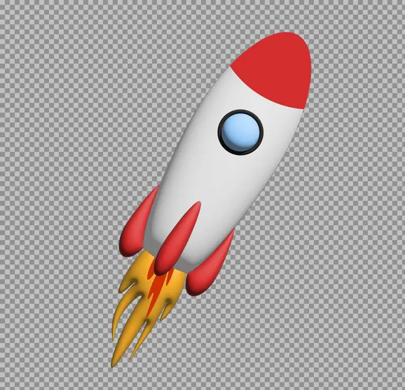 Fire Rocket on Transparent Background
