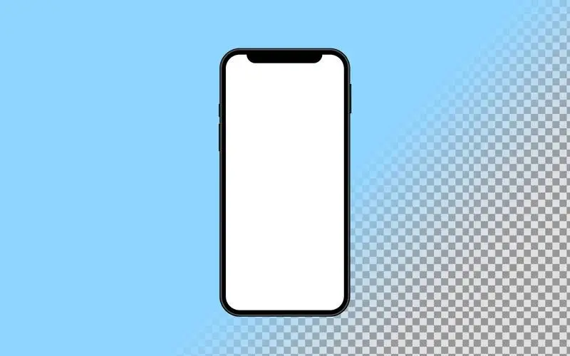 Black Smartphone Isolated on Transparent Background