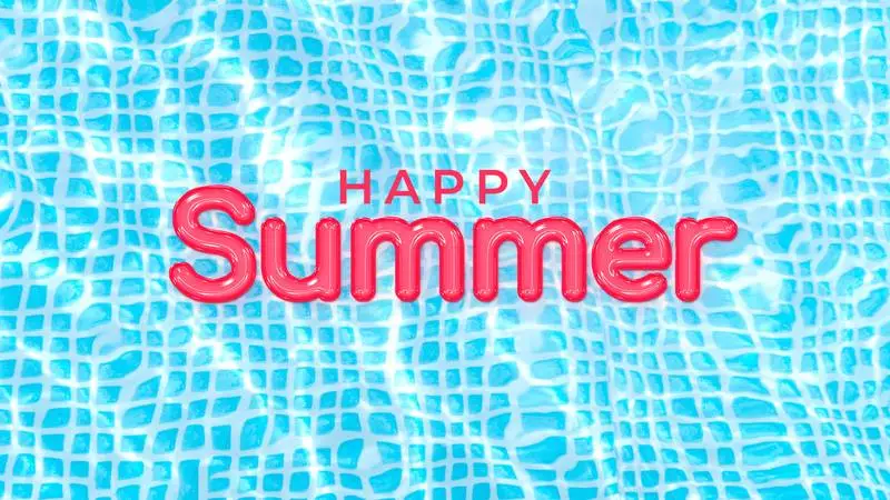 Happy Summer Banner with Float Text on a Pool Background