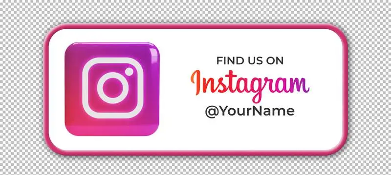 Banner to Acquire Followers with Instagram Icon on Transparent Background