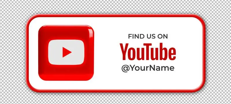 Banner to Acquire Followers with YouTube Icon on Transparent Background