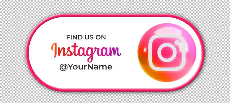 Round 3D Instagram Icon with Linear Banner for Acquiring Followers on a Transparent Background