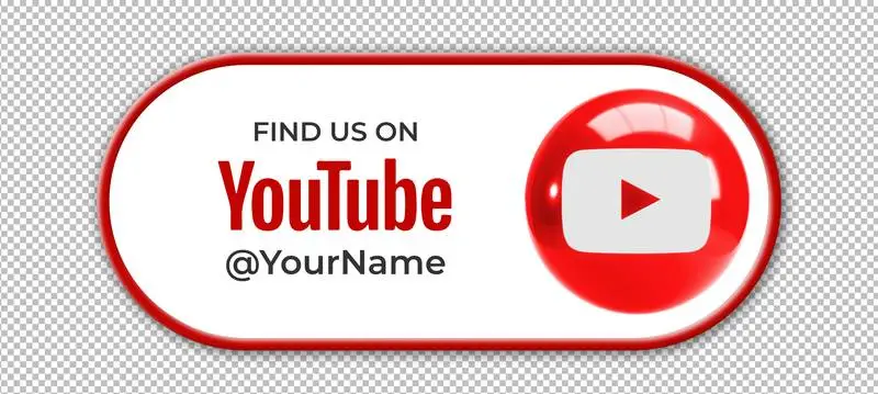 Round 3D YouTube Icon with Linear Banner for Acquiring Followers on a Transparent Background