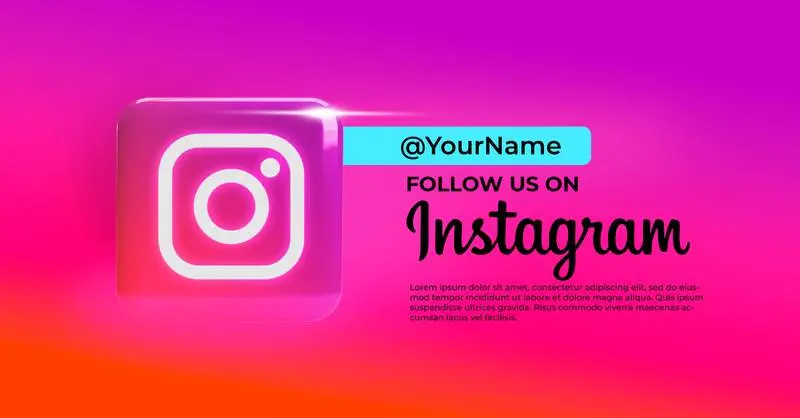 Realistic Banner with Glitter Instagram Icon