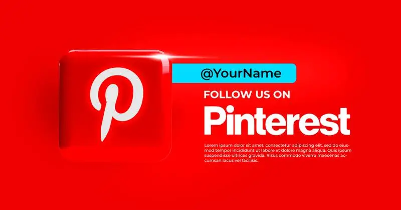 Realistic Banner with Glitter Pinterest Icon