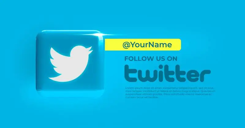 Realistic Banner with Glitter Twitter Icon