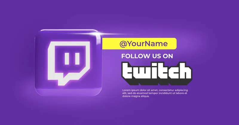 Realistic Banner with Glitter Twitch Icon