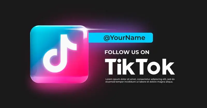 Realistic Banner with Glitter TikTok Icon