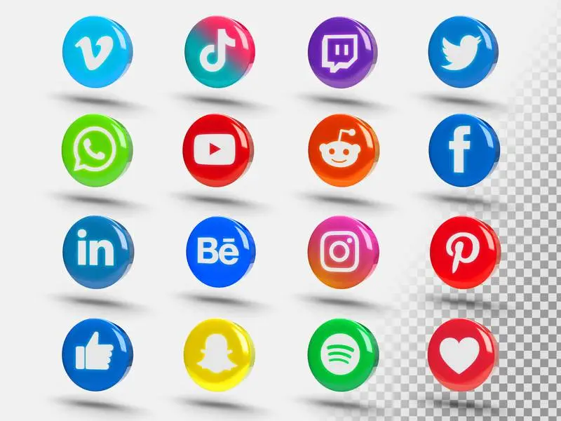 Collection of 3D Social Media Icons