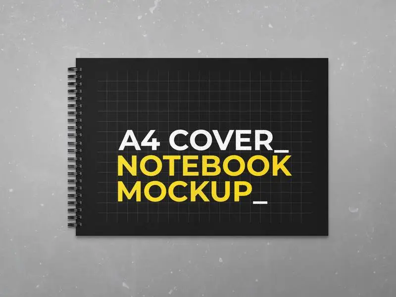 Mockup of a Notebook Cover on a Concrete Background