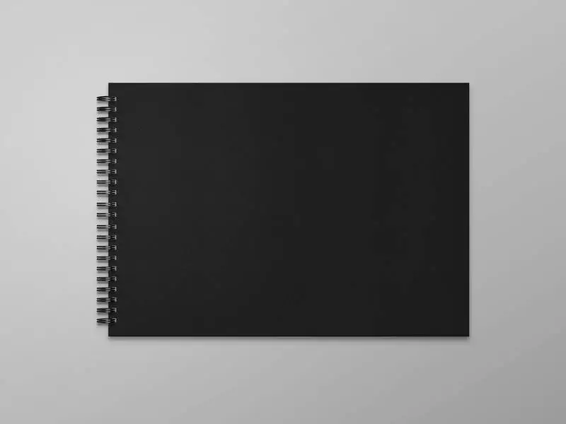 Black Notebook Cover on Grey Background