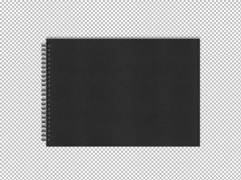 Black Notebook Cover on Transparent Background