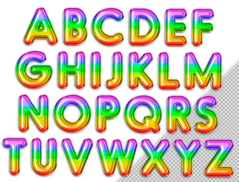 Rainbow Coloured Balloon Alphabet