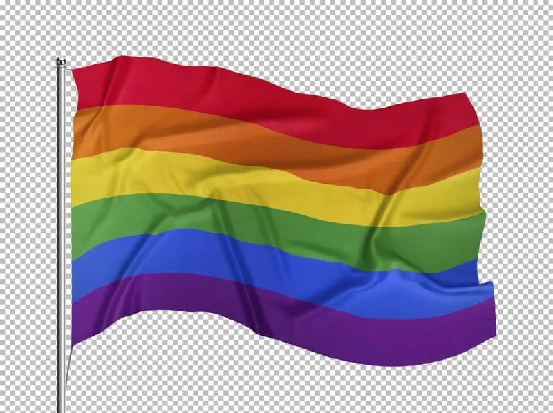 Pride Flag Flying on a Mast on a Transparent Background
