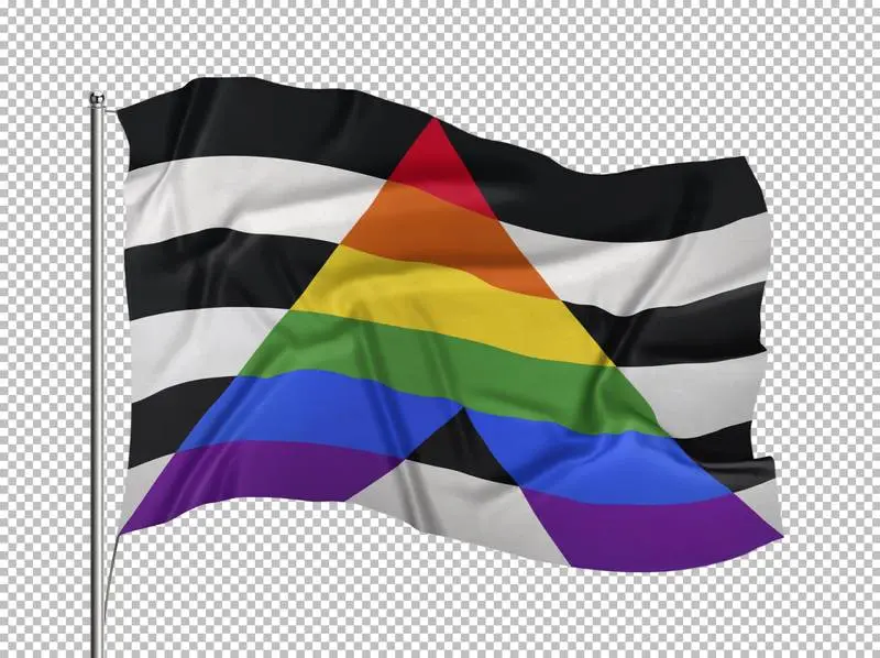 Allied Hetero Flag Flying on a Flagpole on a Transparent Background
