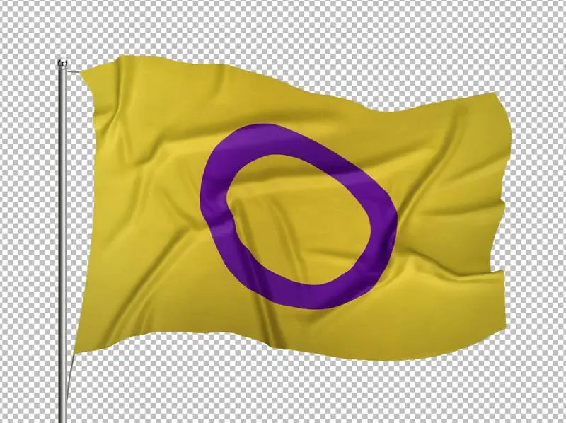 Intersexual Flag Flying on a Flagpole on a Transparent Background