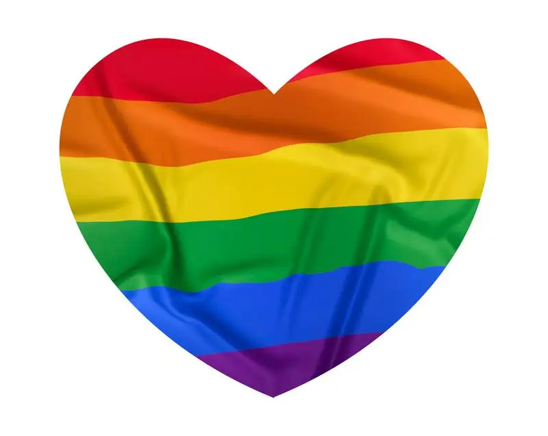 Heart Shape with Pride Flag on White Background