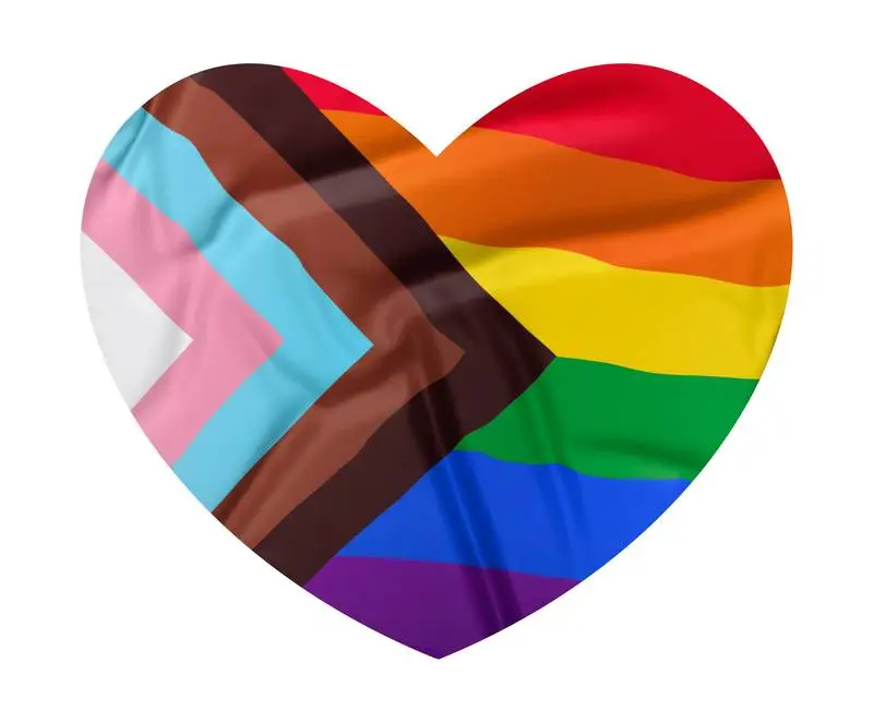Heart Shape with LGTBIQ+ Flag on White Background