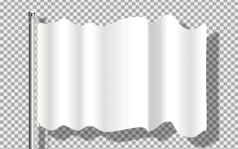 Realistic White Flag on Transparent Background