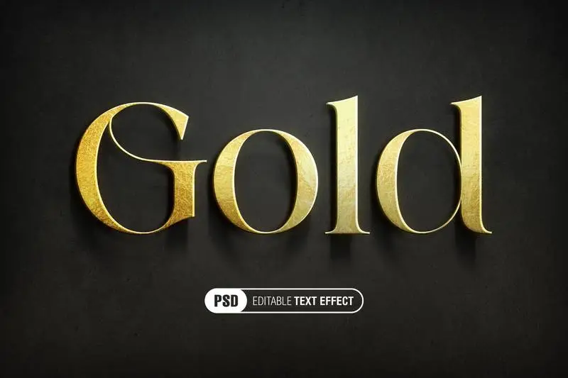 Golden Text Effect on Black Background