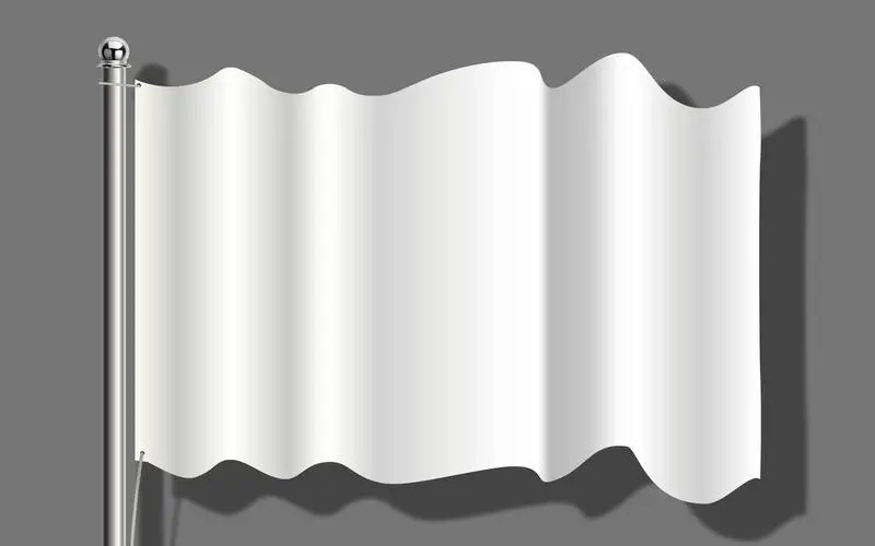 Mockup of a Realistic White Flag on a Grey Background