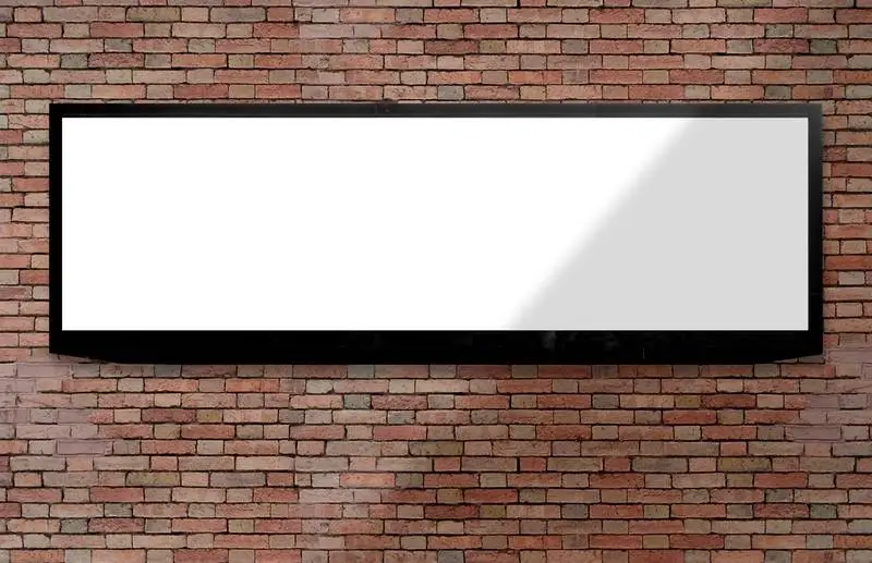 White Banner on Screen on Brick Wall with Shading