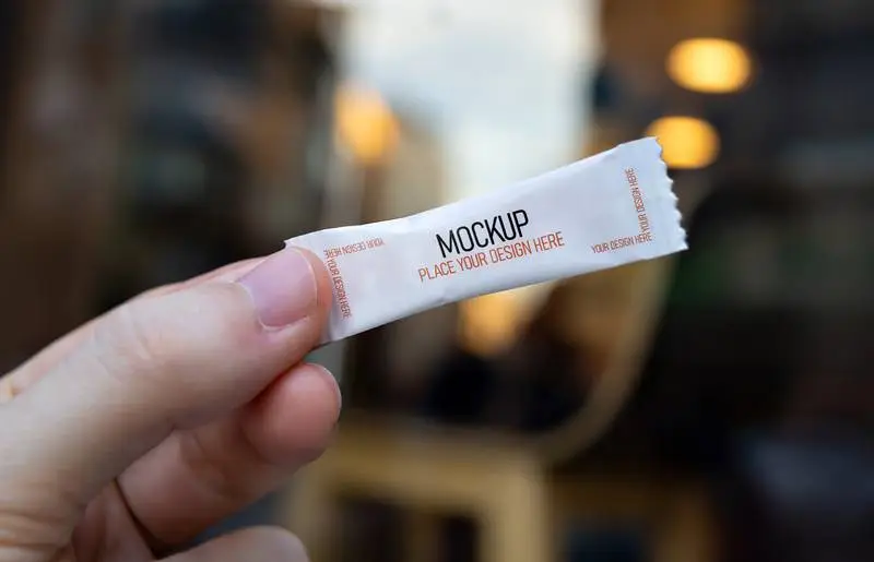Mockup of White Sugar Packet Design